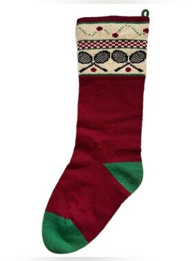 Specialties In Wool Vintage Christmas Stocking Tennis Racket Ball Knit 1986